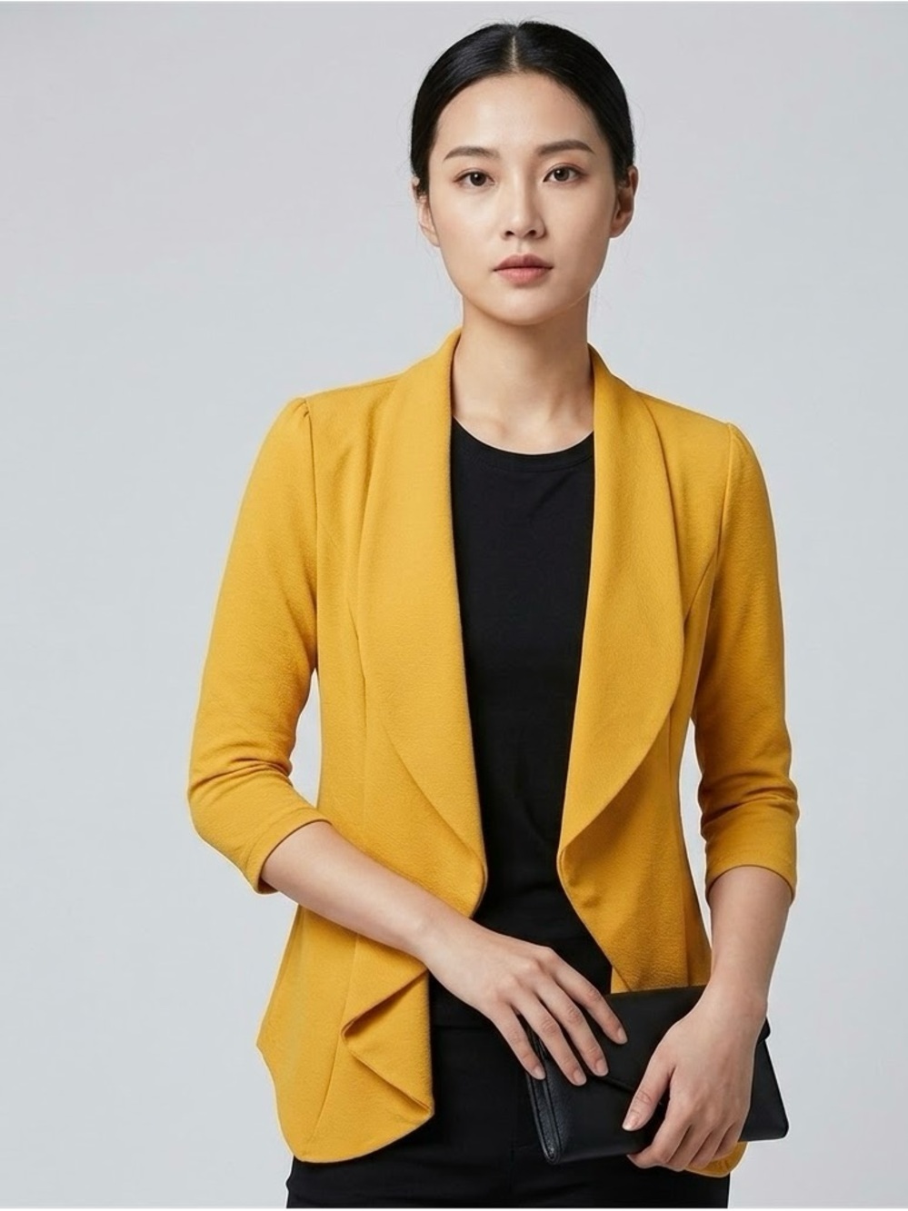 ☀️ Sunshine Yellow! ☀️  Mustard Yellow Open-Front Women's Blazer Jacket NWT